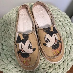 Crocs Mickey Mouse distressed slip on sneakers